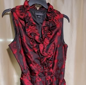 Jessica Howard Satin Red/Black Floral Dress, Size 16W